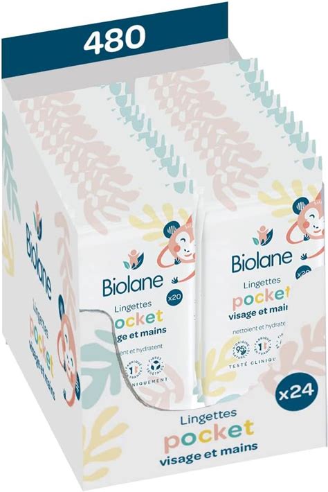 Pack 24 Lingettes bébé pocket visage et mains .